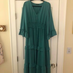 Flowy Bohemian Bell Sleeve Tiered Dress